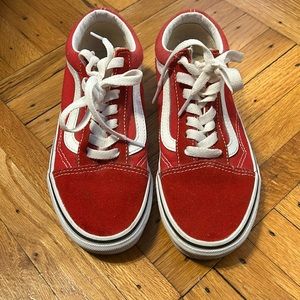 Red suede and white Vans!